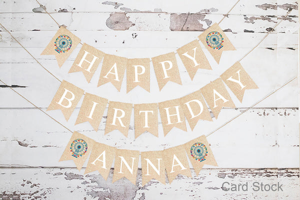 Personalized Happy Birthday Ferris Wheel Banner, Card Stock Banner, Carnival Birthday Party Decorations, Circus Birthday Party, PB051