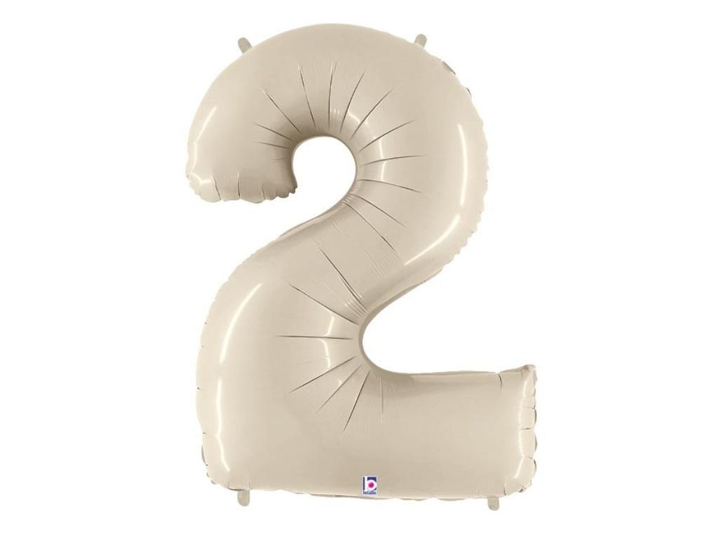 2nd Birthday Balloon, Neutral Number 2 Balloon, White Sand 2, 34" Balloon, Neutral Sand Second Birthday Balloon