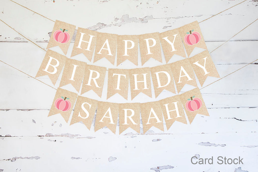 Personalized Happy Birthday Pink Pumpkin Banner, Card Stock Banner, Fall Birthday Party Decorations, Pink Pumpkin Birthday Party Sign, PB872