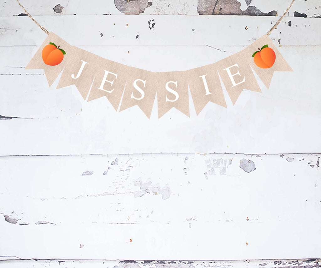 Personalized Peach Banner, Card Stock Banner, Spring or Summer Birthday or Baby Shower Party Decorations, Peach Fruit Party Sign, PB847