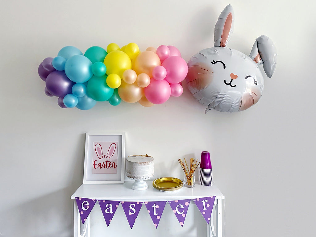 Easter Party Decorations, Pastel Party, First Pastel Easter Balloon Decoration, Cute Bunny Balloon, Easter Bunny Balloon, Spring Balloons