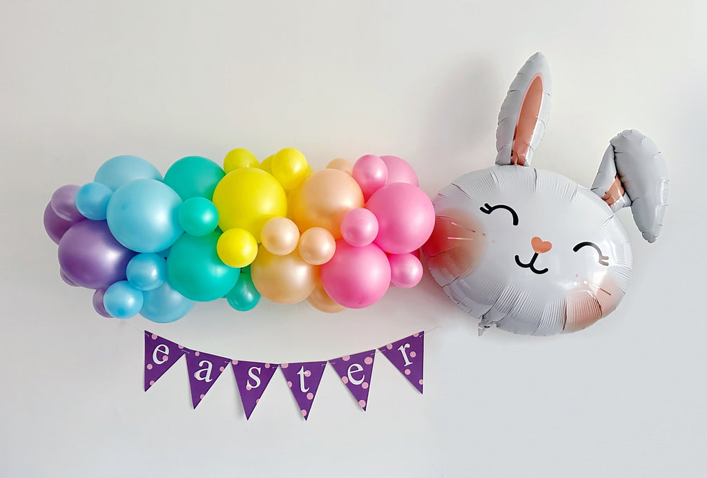 Easter Party Decorations, Pastel Party, First Pastel Easter Balloon Decoration, Cute Bunny Balloon, Easter Bunny Balloon, Spring Balloons