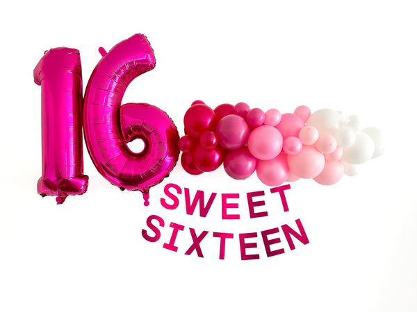 Sweet Sixteen Party Decorations, Pink Sweet 16 Party, Sweet 16 Balloons, 16th Birthday Party Balloons, Teen Birthday Party Balloons