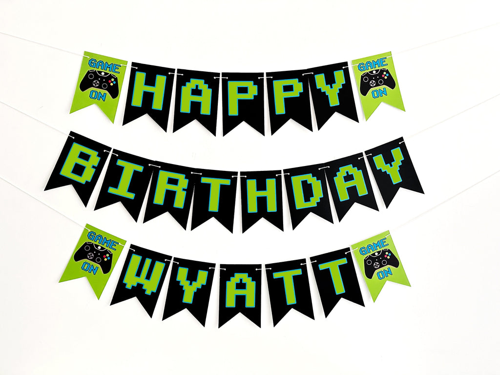 Personalized Video Game Birthday Party Banner | Retro Video Game Banner | Gamer Themed Birthday Banner | Game Controller Birthday Banner