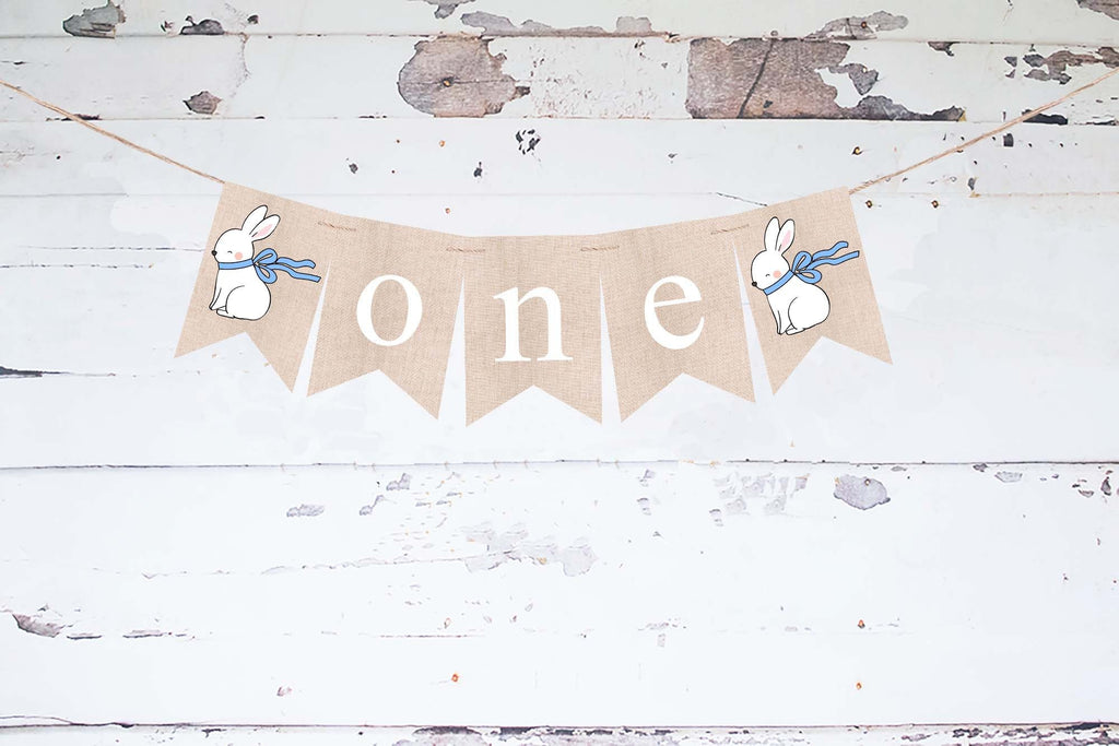 Boy Bunny One Banner, First Birthday Party Decor, Spring First Birthday, Easter 1st Birthday Party Decorations, Some Bunny is One PB243