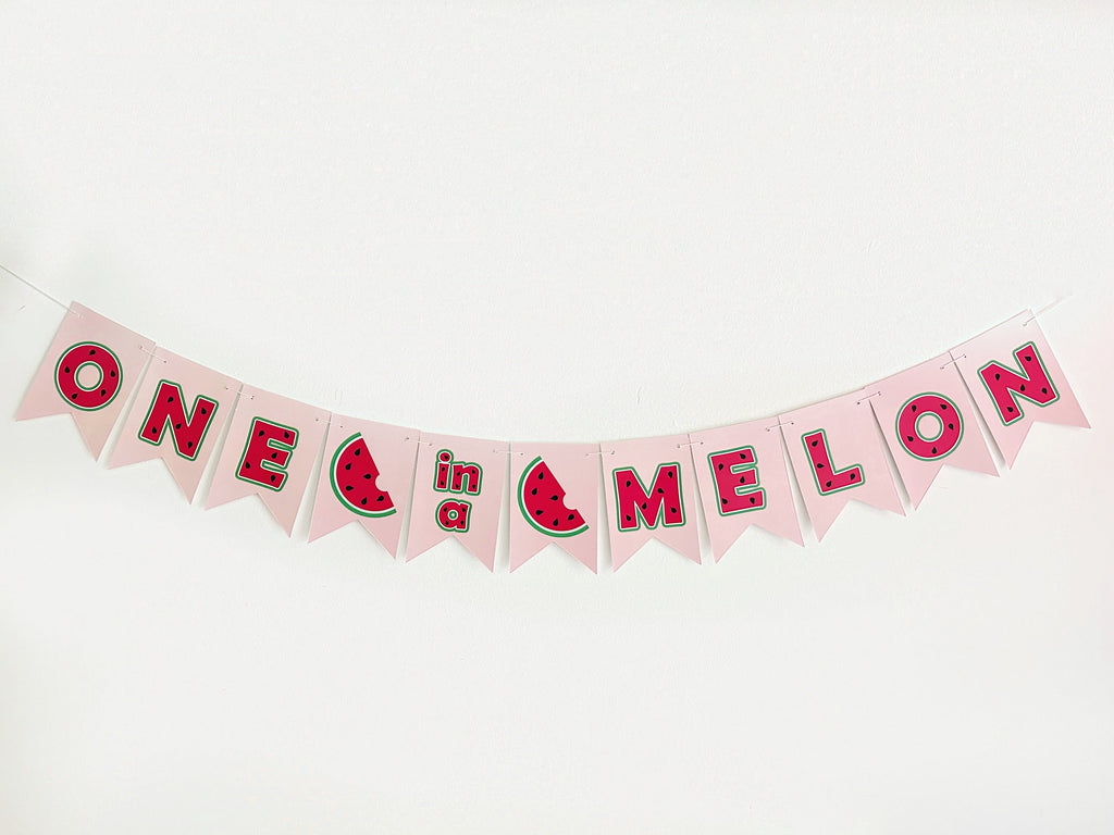One in a Melon Banner | Watermelon Birthday Banner | Kids Birthday Banner | One in a Melon Party Decor | P338