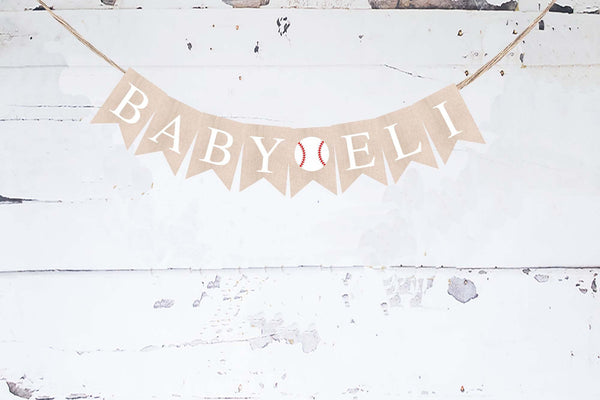 Personalized Baby Baseball Banner, Card Stock Banner, Sports Baby Shower Party Decorations, Baby Shower Sign, PB984
