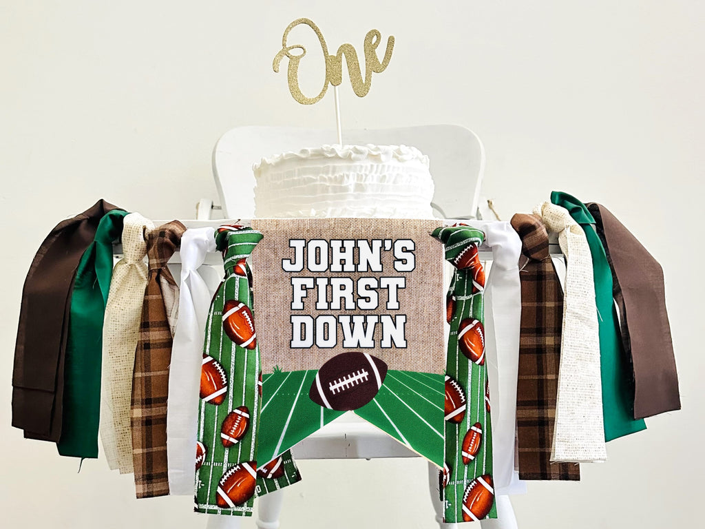 Football First Down Birthday Decor, Personalized Football Party Banner, Football Banner, Football Highchair Banner, First Down Banner, HC121