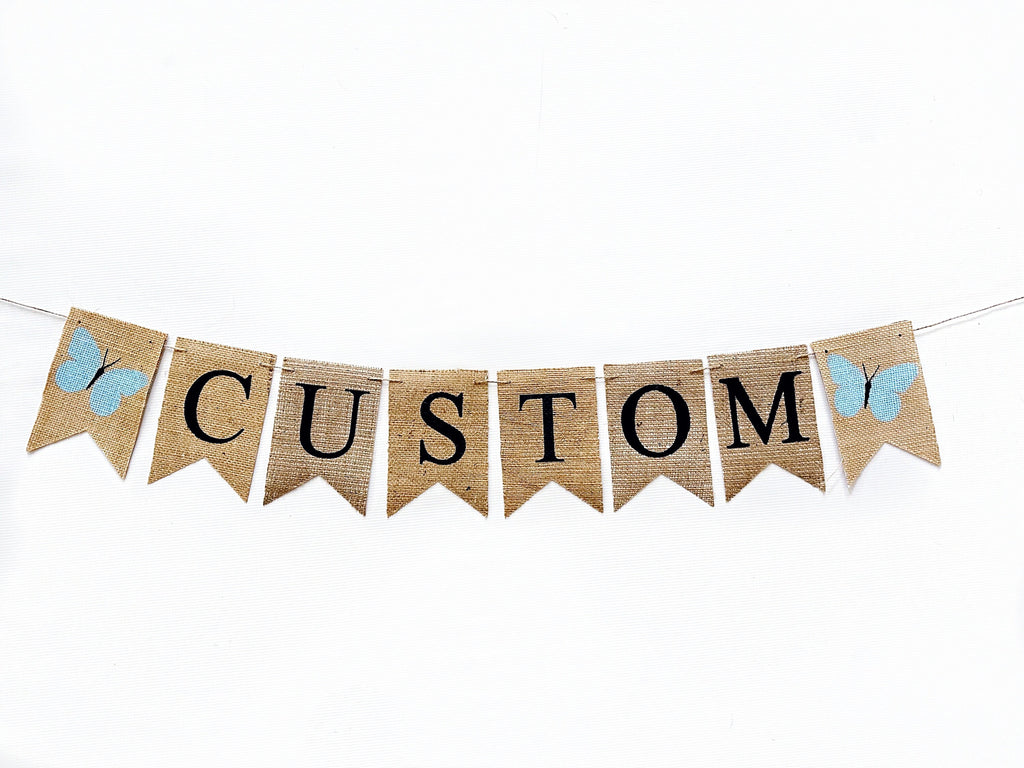 Butterfly Garden Party, Blue Butterfly Banner, Spring Banner, Butterfly Decorations, Butterfly Party Decor, Garden Party, B1194