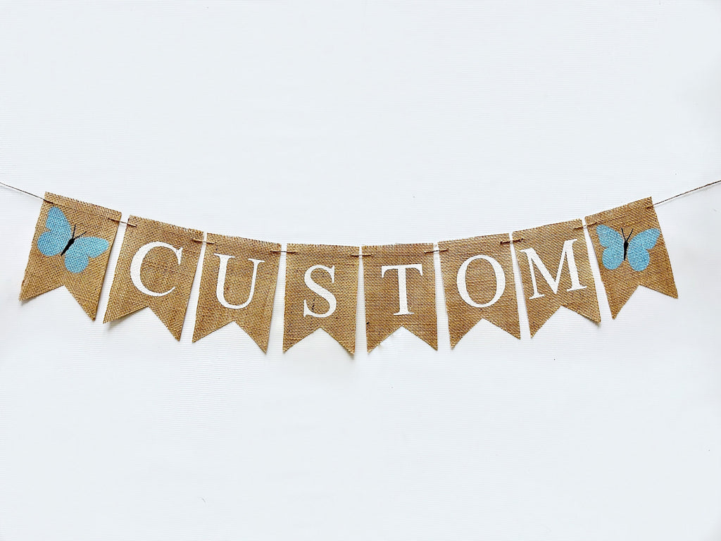 Butterfly Garden Party, Blue Butterfly Banner, Spring Banner, Butterfly Decorations, Butterfly Party Decor, Garden Party, B1204
