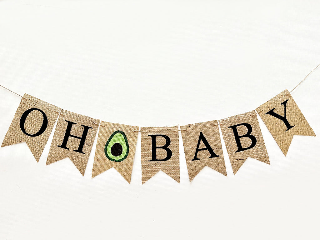 Avocado Baby Shower Decor, Veggie Oh Baby Banner, Vegetable Preganancy Annoucement Sign, Avocado Baby Shower Decor, Oh Baby Banner, B1183