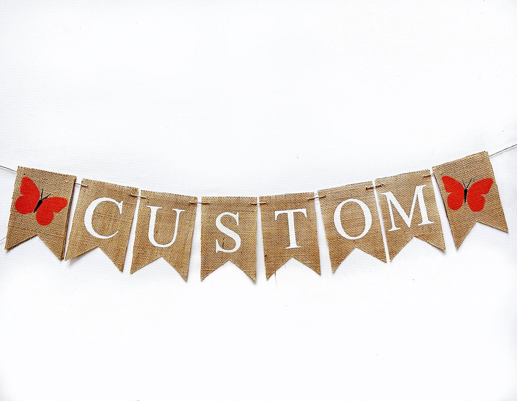 Butterfly Garden Party, Orange Butterfly Banner, Spring Banner, Butterfly Decorations, Butterfly Party Decor, Garden Party, B1203