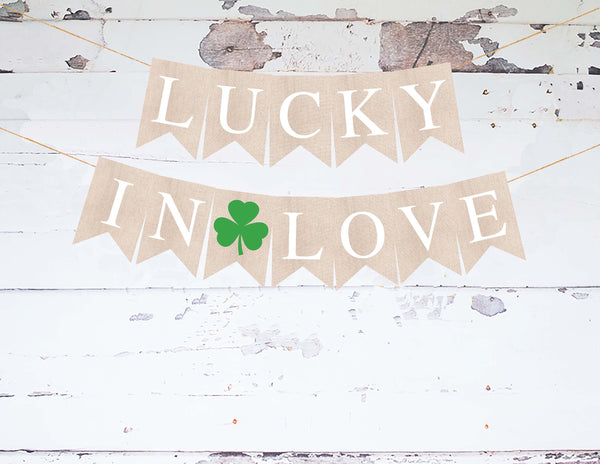 St Patrick's Day Wedding or Engagement Party Decorations, Lucky in Love Banner, Luck of the Irish, Bachelorette Party Banner PB061