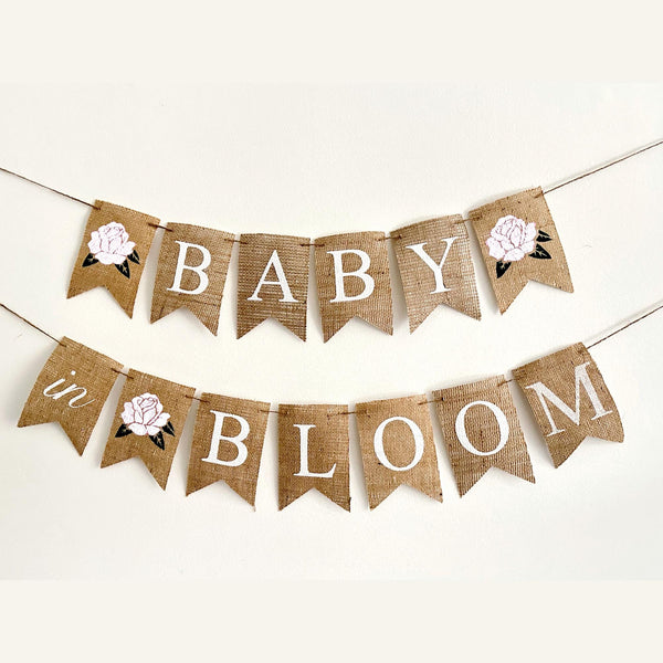 Baby Shower Banner, Baby in Bloom Banner, Floral Baby Shower Banner, Flower Shower Decorations, Burlap Banner, B1256