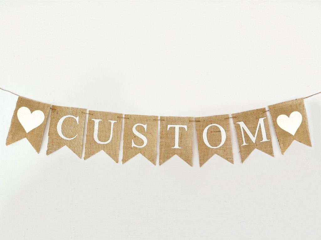 Personalized Banner, Custom Name Banner, Personalized Name Banner, Personalized Heart Banner, White Hearts Custom Banner, B1274