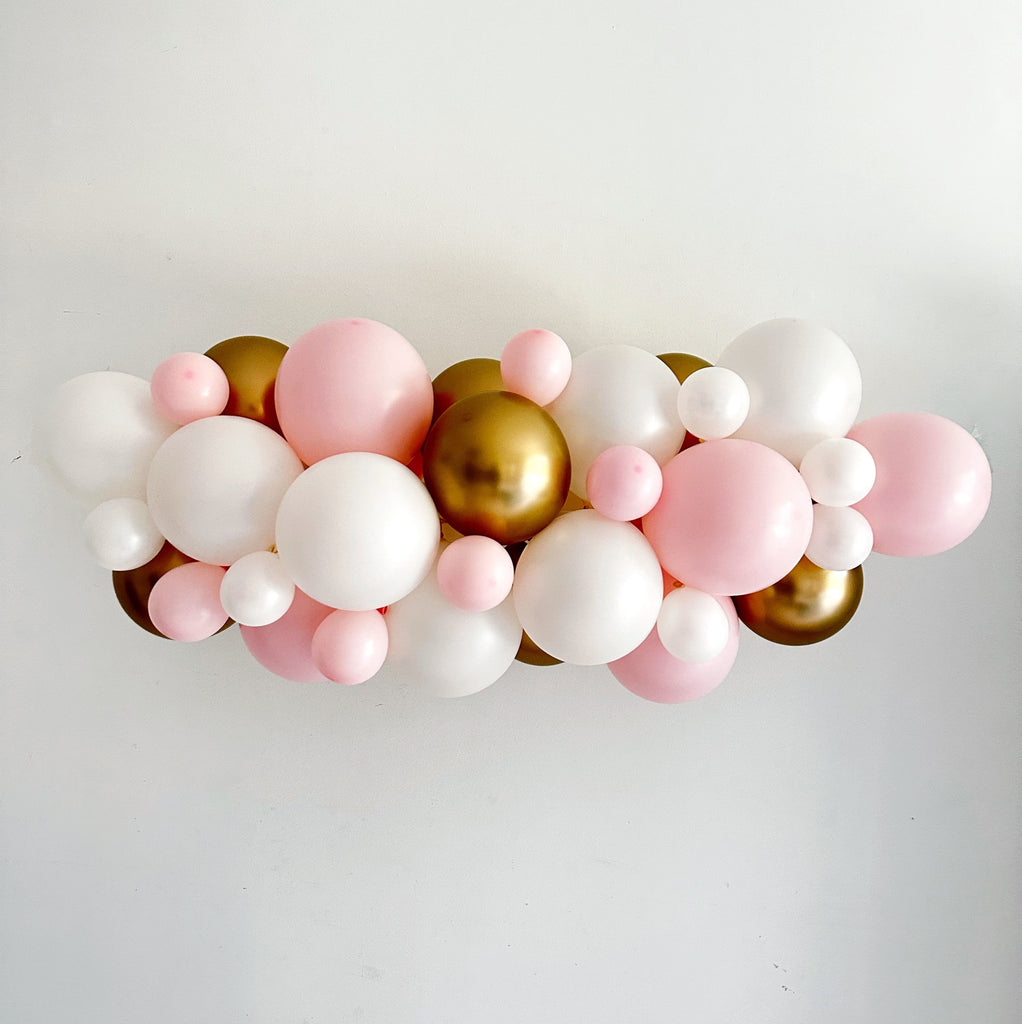 Pink Gold & White Party Decor, Classic Neutral Balloon Garland, Balloon Party Kit, Light Pink, Gold and White Party Decorations