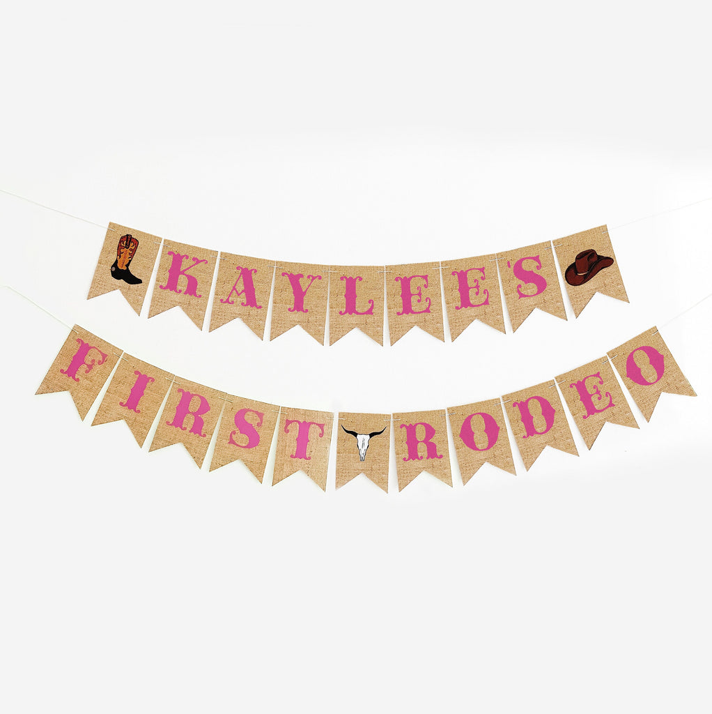Personalized First Rodeo Banner, 1st Birthday Party Sign, Personalized Cowgirl Western Birthday Banner P367