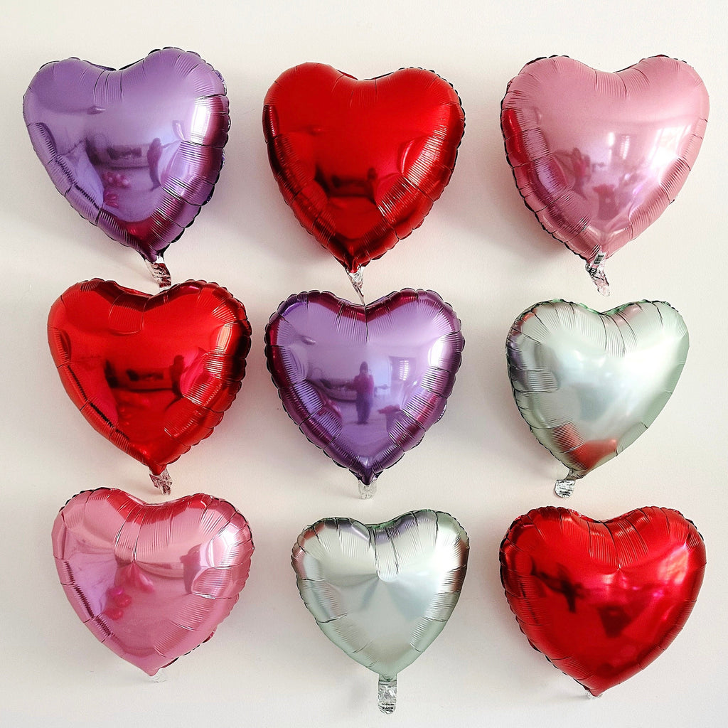 Pink Heart Balloon Set | Valentines Day Decor | Foil Heart Shaped Balloon Props | Mother's Day Balloons