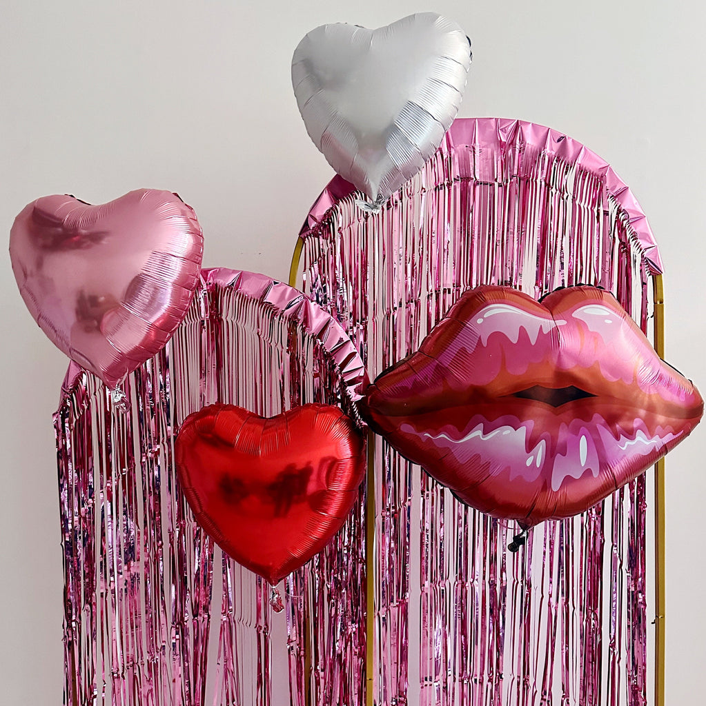 Lips Balloons, Valentine's Day Hearts, Pink Heart Balloon Set, Valentines Day Decor, Lip Shaped Balloon Props | Valentine's Day Balloons