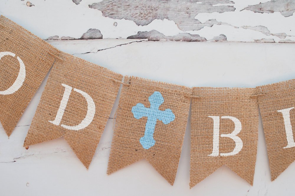 First Communion Banner, Confirmation Sign, Personalized Custom Baptism Banner, God Bless Christening Garland, Religious Bunting, B169