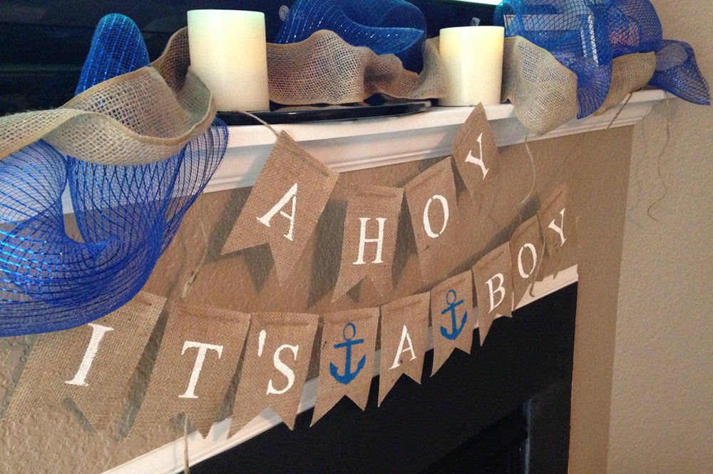 Ahoy It's A Boy Banner, Nautical Banner, Nautical Baby Shower Banner, Nautical Boy Banner,  B071