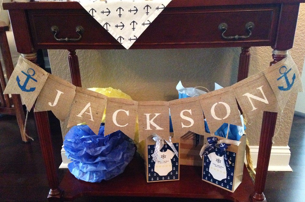 Anchor Banner, Nautical Banner, Anchor Name Banner, Nautical Name Banner, Nautical Baby Shower B087