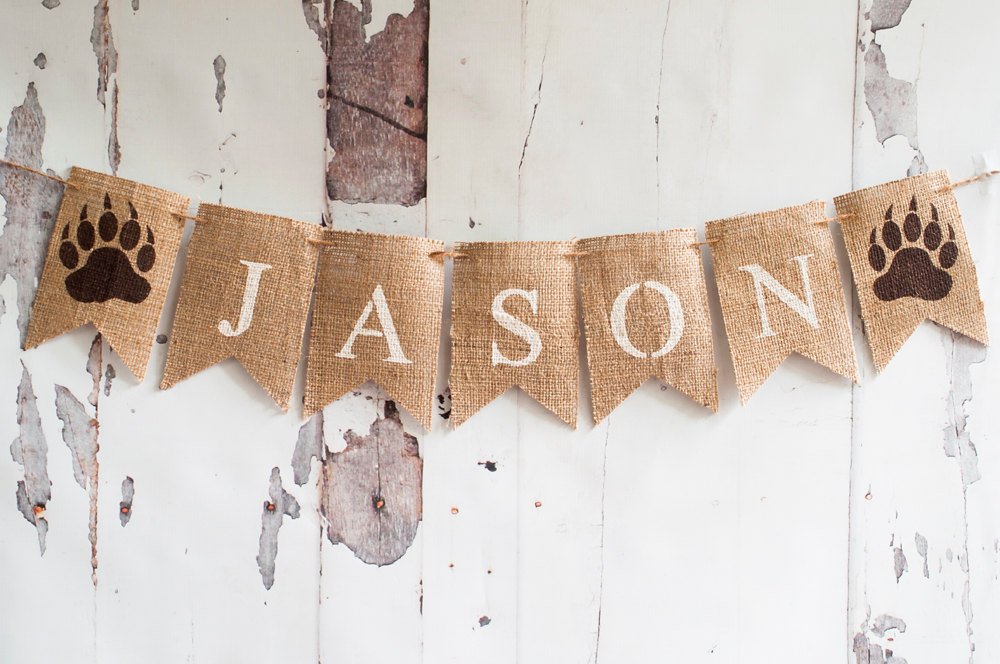 Camping Banner, Bear Claw Burlap Banner, Camping Garland, Camp Decor, Home Decor,  Log Cabin Decor, Cabin Sign, B130