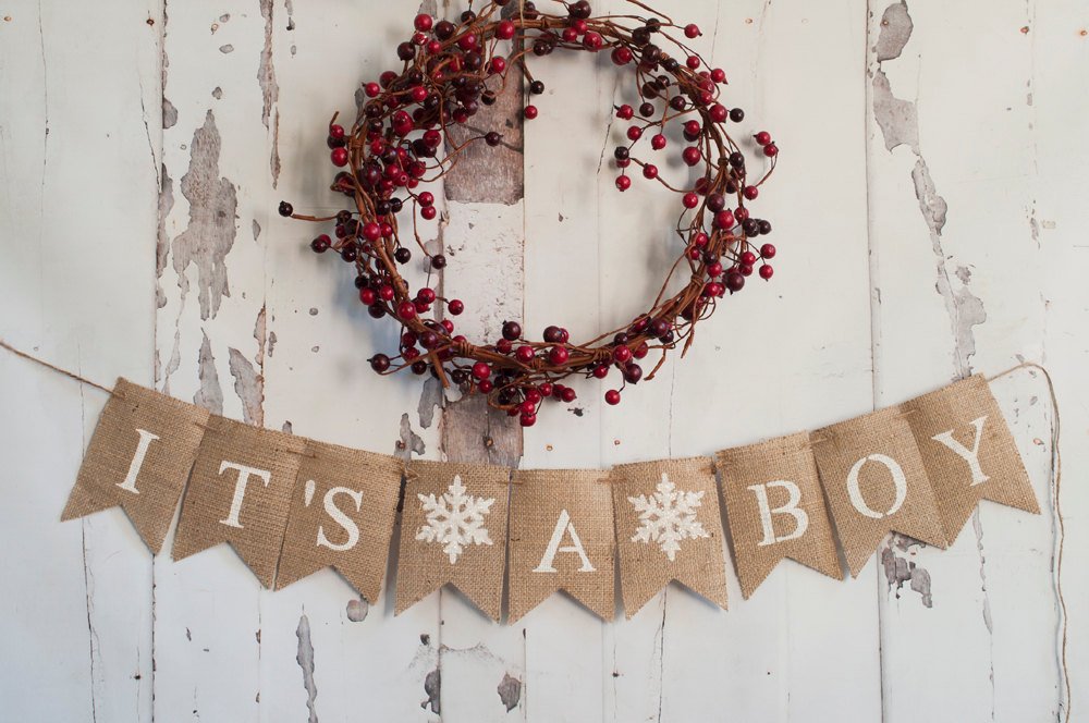 It's A Boy Banner, It's A Boy Banner, Winter Baby Shower Decor, Gender Reveal Banner, Snowflake Baby Shower Banner, B147