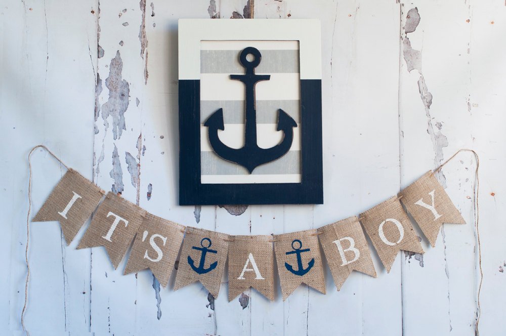 It's A Boy Banner, Nautical Banner, Nautical Baby Shower Banner, Nautical Boy Banner, Anchor Banner, B148