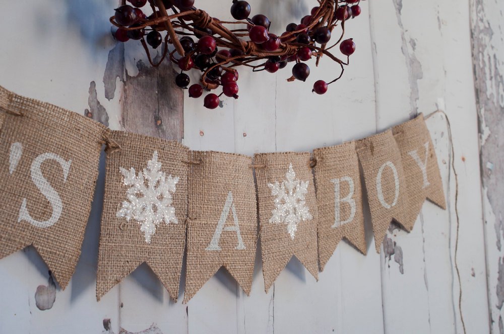 It's A Boy Banner, It's A Boy Banner, Winter Baby Shower Decor, Gender Reveal Banner, Snowflake Baby Shower Banner, B147