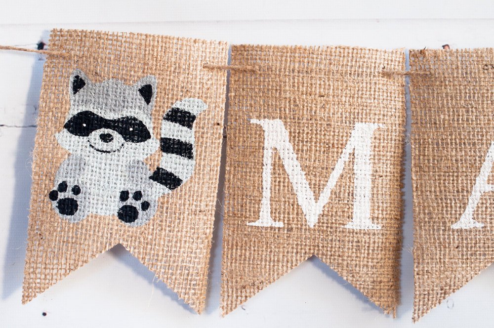 Raccoon Banner, Raccon Personalized Banner, Personalized Name Banner, Nursery Decor, Raccoon Name Banner, Woodland Animal Banner, B227
