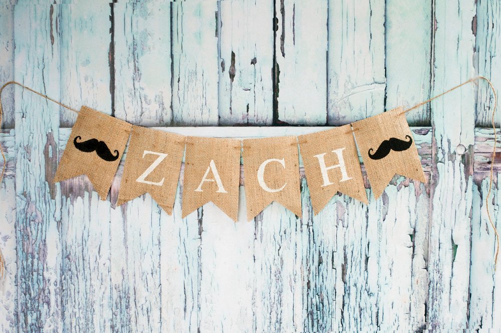 Mustache Burlap Banner, Mustache Name Banner, Personalized Name Banner, Nursery Decor, Mustache Banner, Baby Shower Banner, B231
