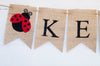 Red Ladybug Personalized Banner, Ladybug Banner, Ladybug Burlap Banner, Ladybug Garland, Ladybug Decor, Girl Ladybug Decor, B296
