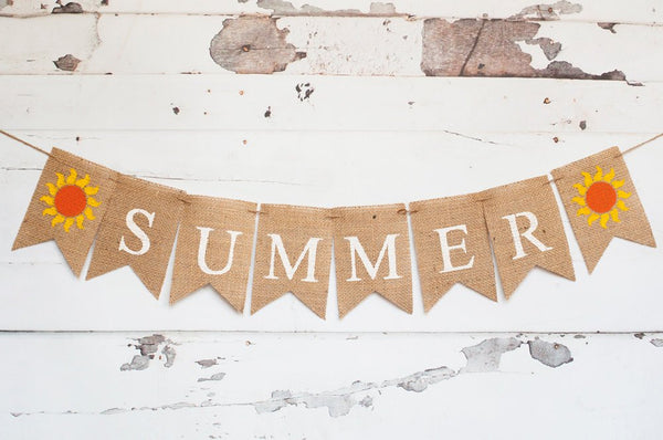 Summer Banner, Summer Decor, Summer Burlap Banner, Summer Sign, Summer Party Banner, B250