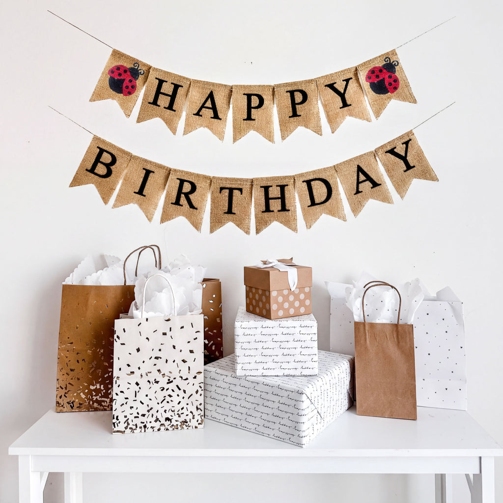 Ladybug Themed Birthday Party | Happy Birthday Banner | Ladybug Party Decorations | Personalized Banner | Burlap Banner