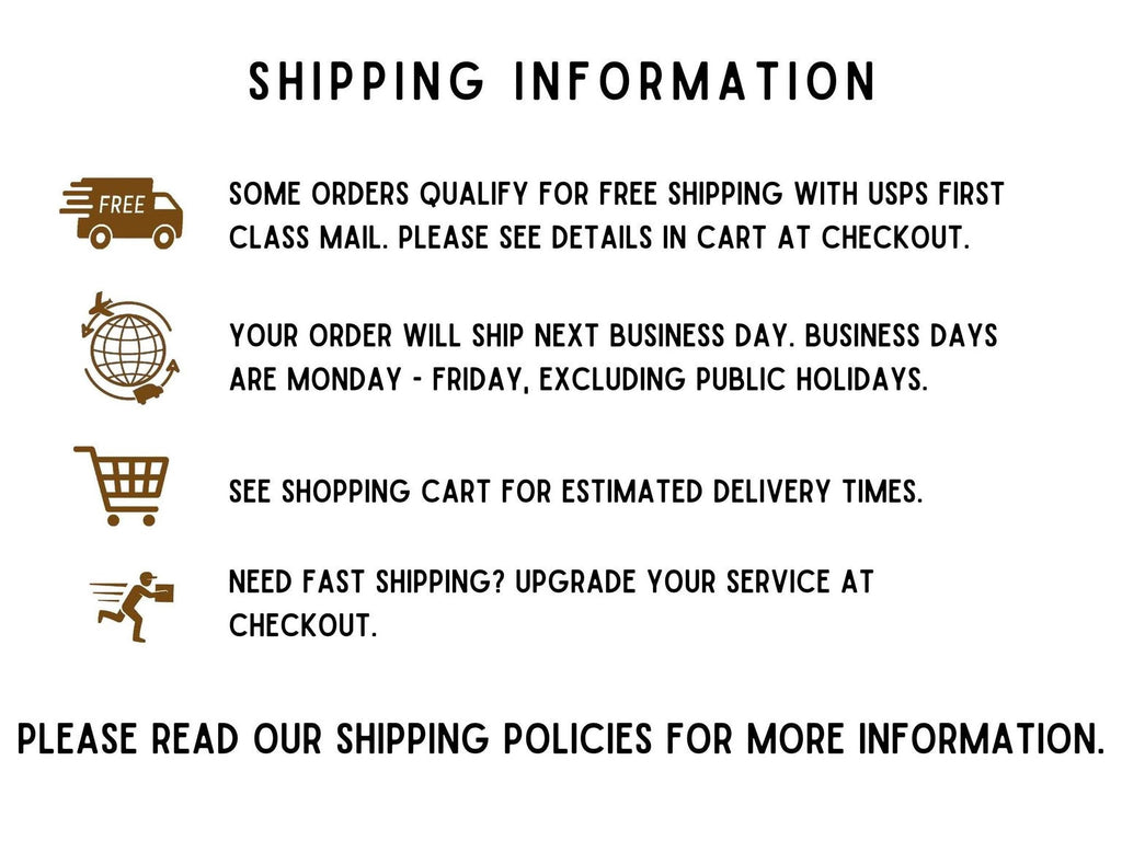 a shipping information section with icons and text providing details about shipping policies.