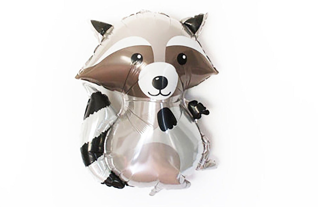 A raccoon balloon is shown against a white background.