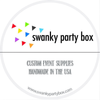 a logo for a company called "swanky party box" that specializes in custom event supplies.
