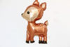 A foil balloon in the shape of a deer, with a shiny, metallic appearance.