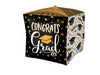 Graduation Balloon, Black and Gold Grad Cube Balloon