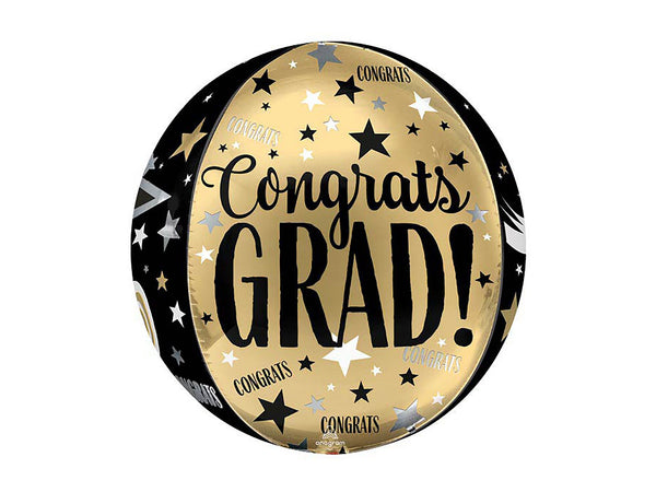 Graduation Balloon, Black and Gold Grad Balloon