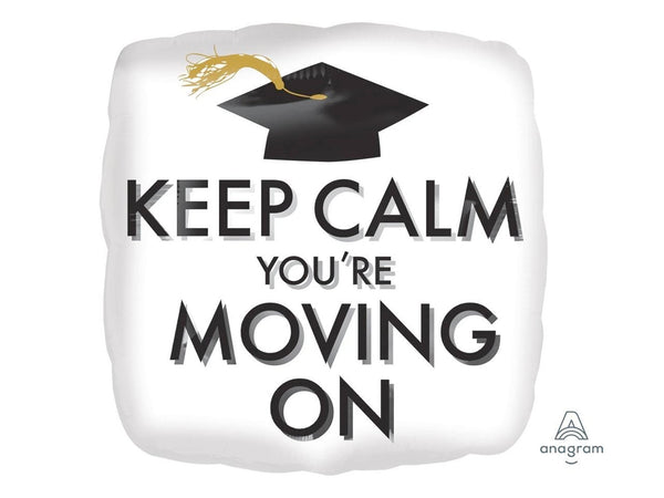 Graduation Balloon, White and Gold Keep Calm Grad Balloon,