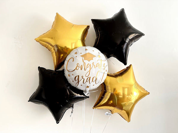 Black and Gold Graduation Balloons | Graduation Party Decorations