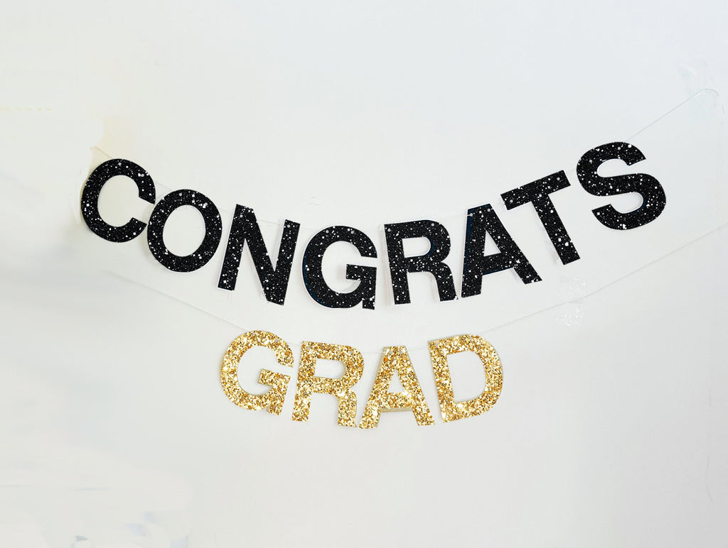 Graduation Party Decorations | Black and Gold Graduation Banner