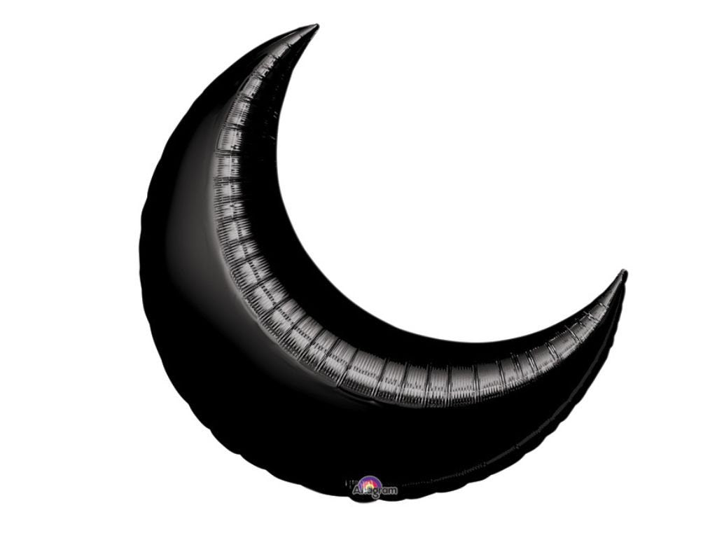 Black Crescent Balloon | Crescent Moon Decor | Halloween Party Balloon | Black Moon Shape Mylar Balloon