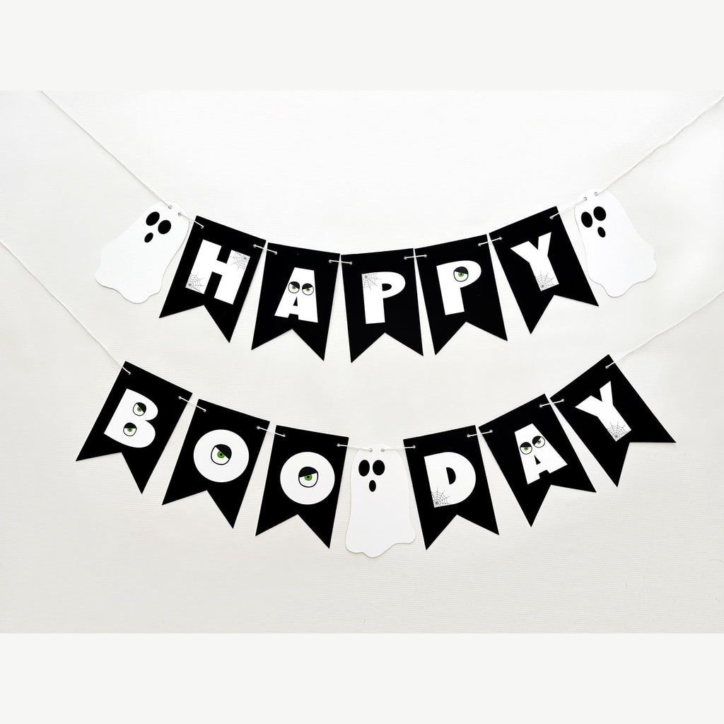 Happy Boo Day Card Stock Banner | Halloween Birthday Party Decorations
