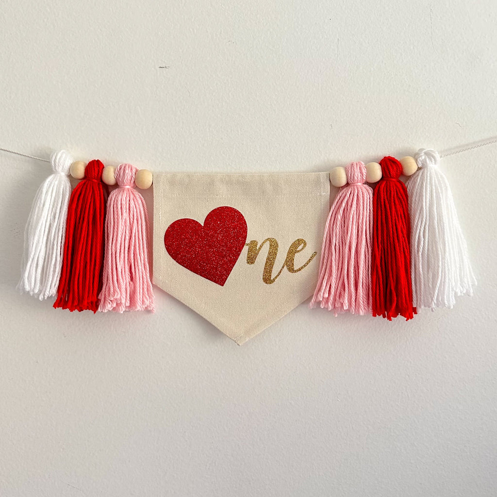 Valentine's Day First Birthday Tassel Banner
