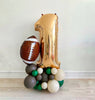 Green & Brown Football 1st Birthday Balloon Tower
