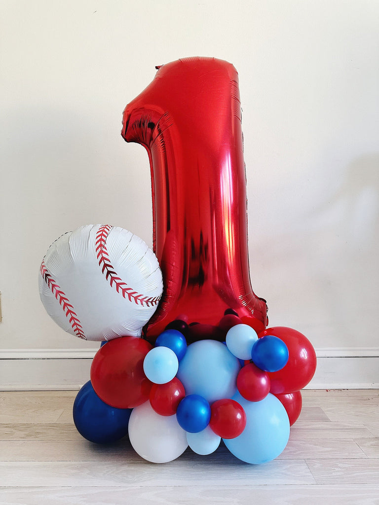 Baseball 1st Birthday Balloon Tower