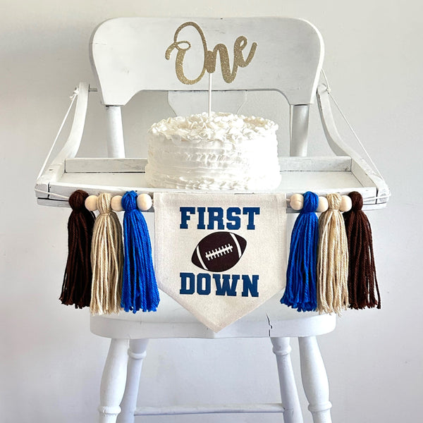 First Down Football First Birthday Tassel Banner